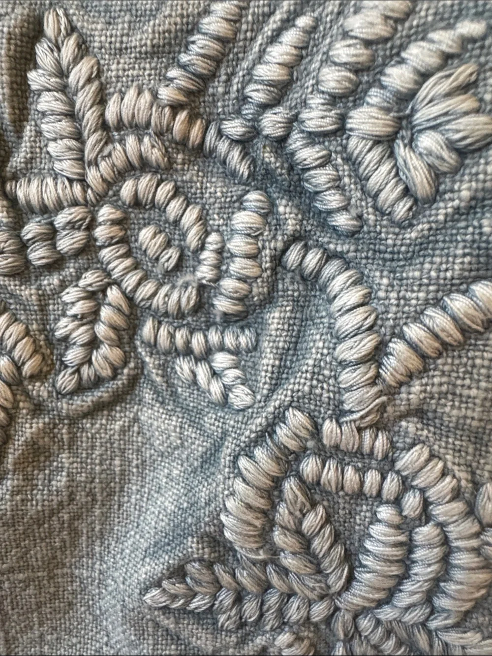 Pottery Barn Raine Embroidered Pillow Chambray Cover - NWT